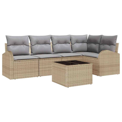 Set Divano da Giardino 6 pcs Beige e grigio chiaro polyrattan | homemem39