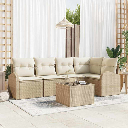 Set Divano da Giardino 6 pcs Beige e Bianco polyrattan | homemem39