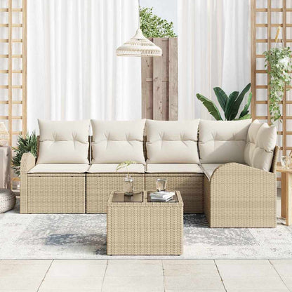 Set Divano da Giardino 6 pcs Beige e Bianco polyrattan | homemem39