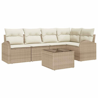 Set Divano da Giardino 6 pcs Beige e Bianco polyrattan | homemem39