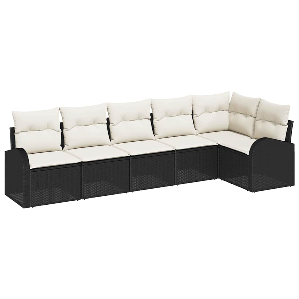Set Divano da Giardino 6 pcs Nero e Bianco polyrattan | homemem39