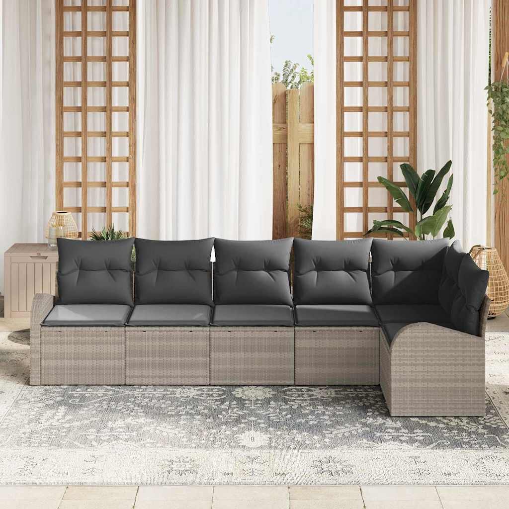 Set Divano da Giardino 6 pcs Grigio chiaro polyrattan | homemem39