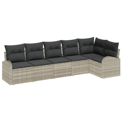 Set Divano da Giardino 6 pcs Grigio chiaro polyrattan | homemem39