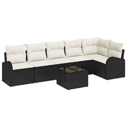Set Divano da Giardino 7 pcs Nero e Bianco polyrattan | homemem39