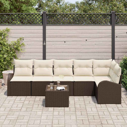 Set Divano da Giardino 7 pcs Marrone e bianco polyrattan