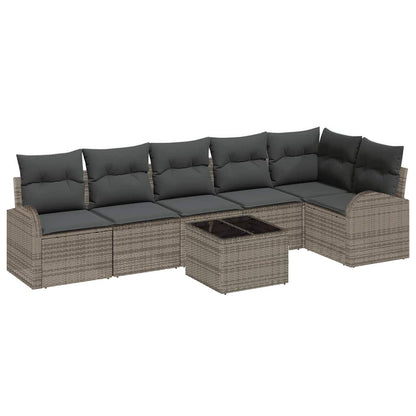 Set Divano da Giardino con cuscino 7 pcs Grigio polyrattan | homemem39