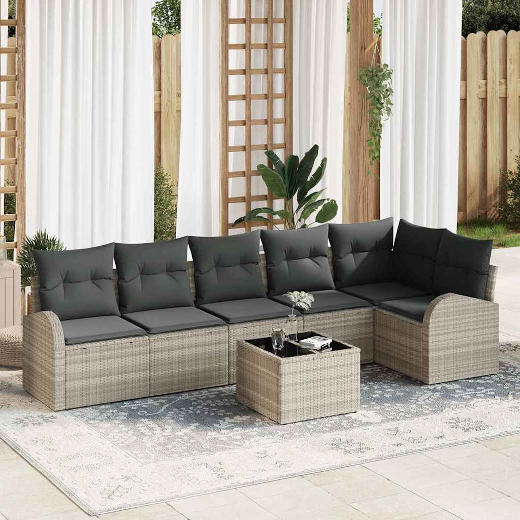 Set Divano da Giardino 7 pcs Grigio chiaro polyrattan | homemem39
