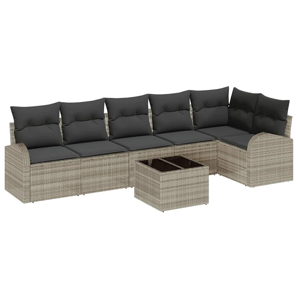 Set Divano da Giardino 7 pcs Grigio chiaro polyrattan | homemem39