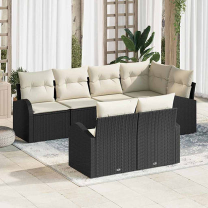 Set Divano da Giardino 7 pcs Nero e Bianco polyrattan | homemem39