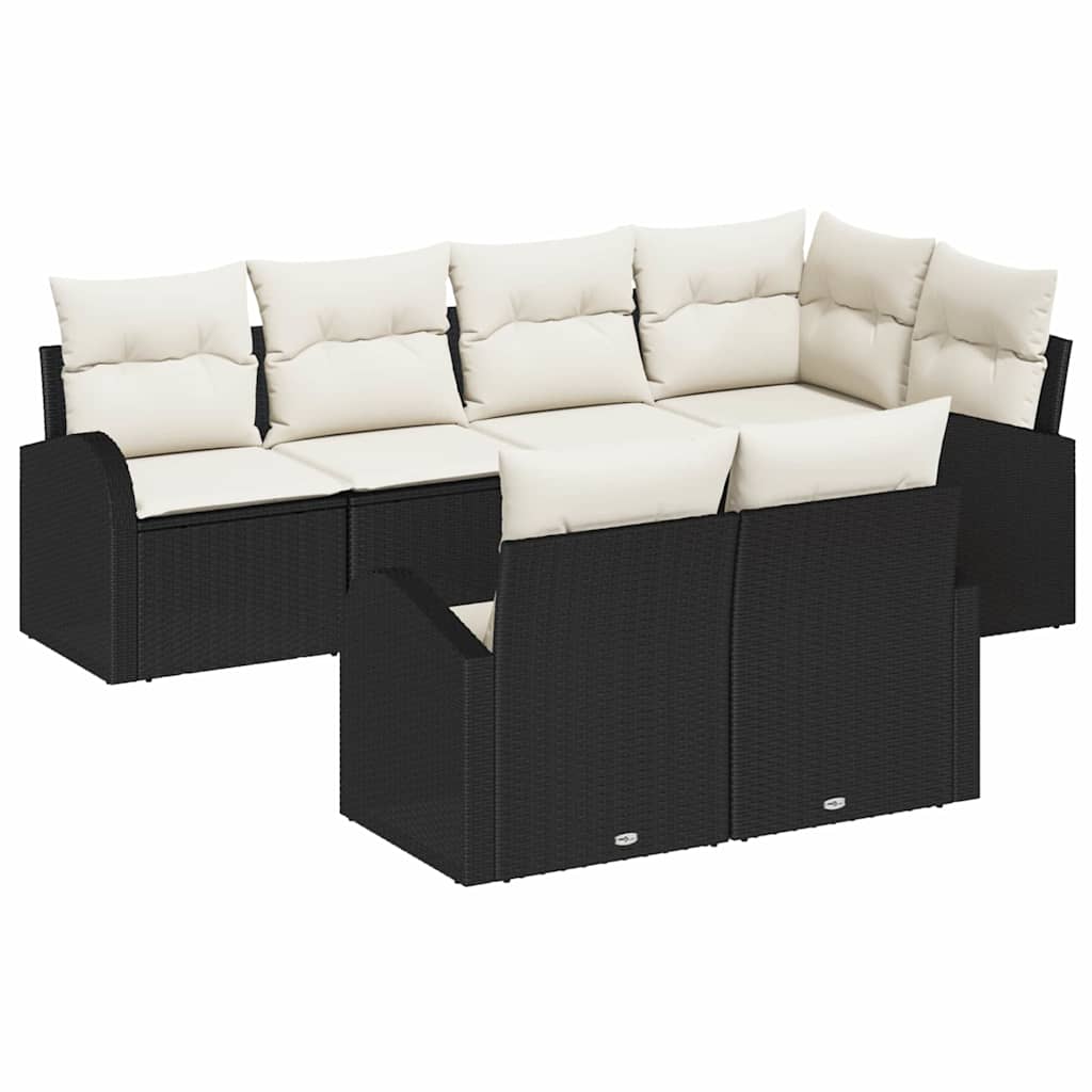 Set Divano da Giardino 7 pcs Nero e Bianco polyrattan | homemem39