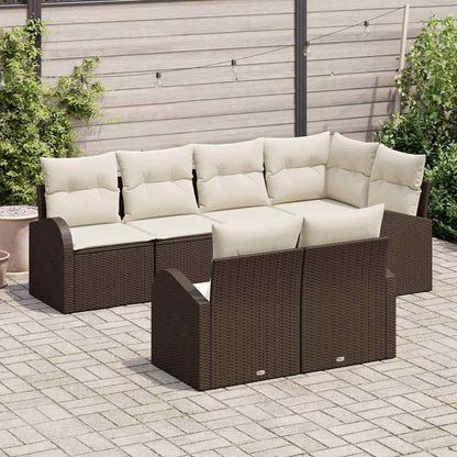 Set Divano da Giardino 7 pcs Marrone e bianco polyrattan | homemem39