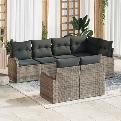 Set Divano da Giardino con cuscino 7 pcs Grigio polyrattan | homemem39