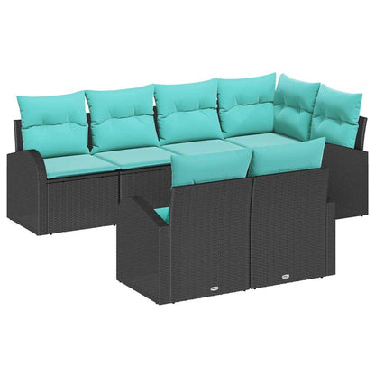 Set Divano da Giardino 7 pcs Nero e turchese polyrattan | homemem39