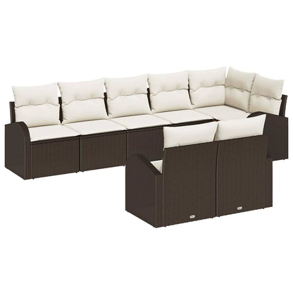 Set Divano da Giardino 8 pcs Marrone e bianco polyrattan | homemem39