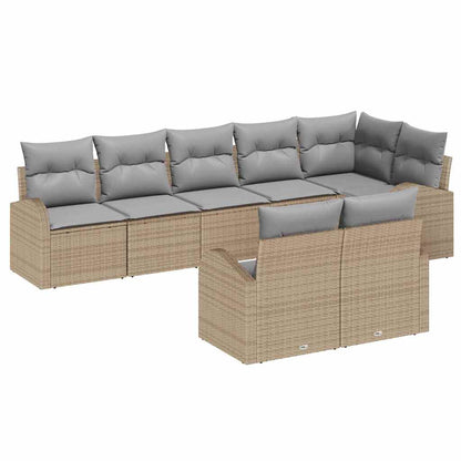 Set Divano da Giardino 8 pcs Beige e Grigio Chiaro polyrattan | homemem39