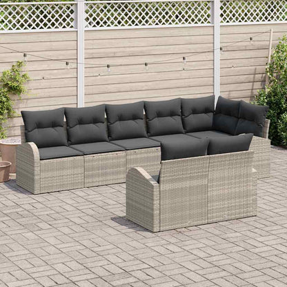 Set Divano da Giardino 8 pcs Grigio chiaro polyrattan | homemem39