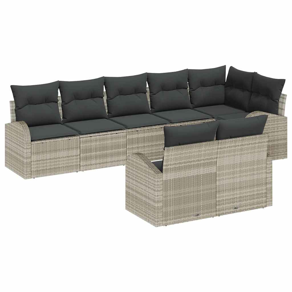 Set Divano da Giardino 8 pcs Grigio chiaro polyrattan | homemem39