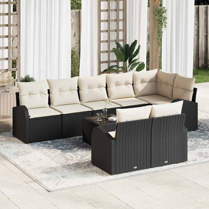Set Divano da Giardino 9 pcs Nero e Bianco polyrattan | homemem39
