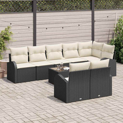 Set Divano da Giardino 9 pcs Nero e Bianco polyrattan | homemem39