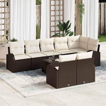 Set Divano da Giardino 9 pcs Marrone e bianco polyrattan | homemem39