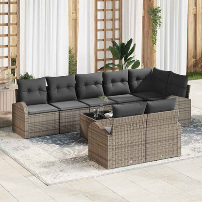 Set di divani con cuscino 9 pcs Grigio polyrattan