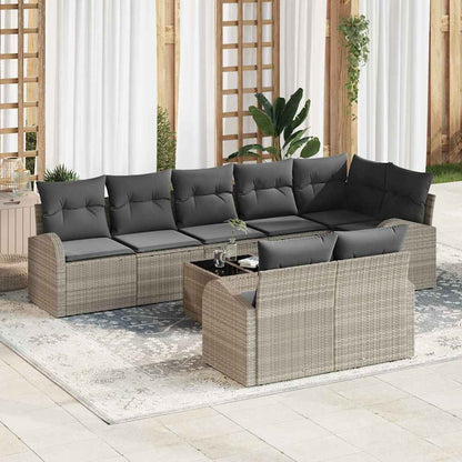 Set Divano da Giardino 9 pcs Grigio chiaro polyrattan | homemem39