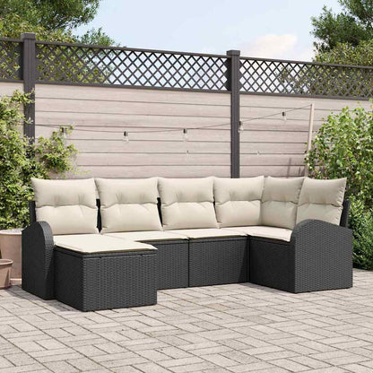 Set di divani con cuscino 6 pcs Nero e Bianco polyrattan | homemem39