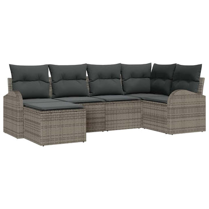Set di divani con cuscino 6 pcs Grigio polyrattan | homemem39