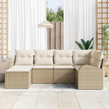 Set di divani con cuscino 6 pcs Beige e Bianco polyrattan | homemem39