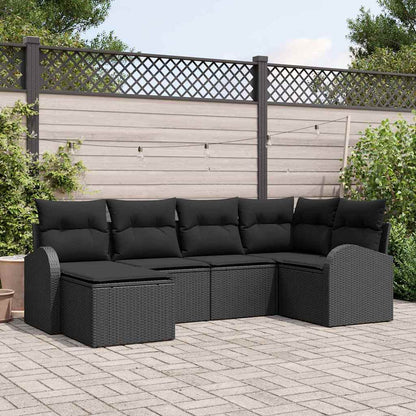 Set di divani con cuscino 6 pcs Nero polyrattan | homemem39