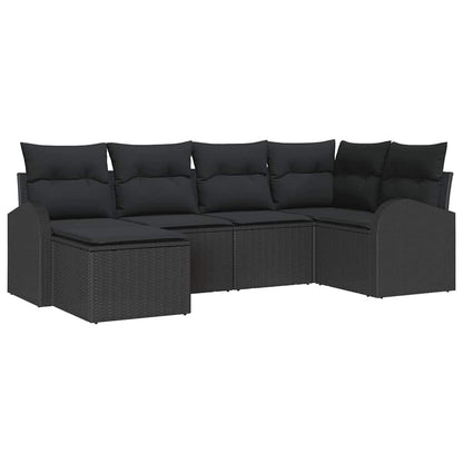 Set di divani con cuscino 6 pcs Nero polyrattan | homemem39
