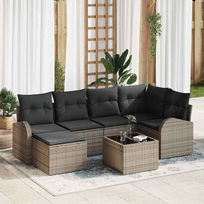Set di divani 7 pz Grigio polyrattan