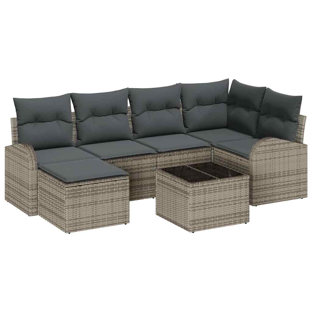 Set di divani 7 pz Grigio polyrattan