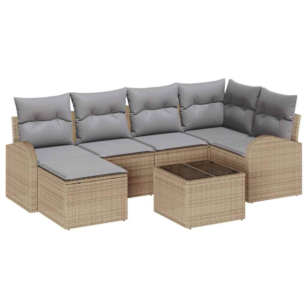 Set di divani 7 pcs Beige e grigio chiaro polyrattan | homemem39