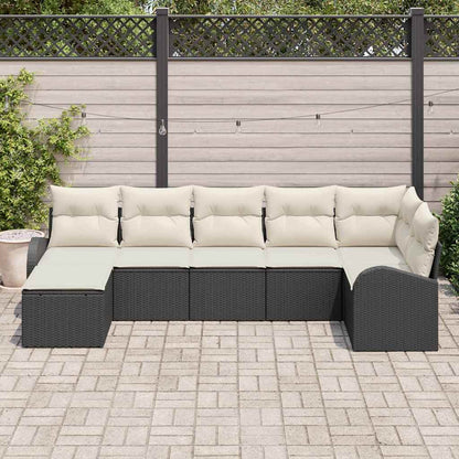 Set di divani con cuscino 7 pcs Nero polyrattan | homemem39