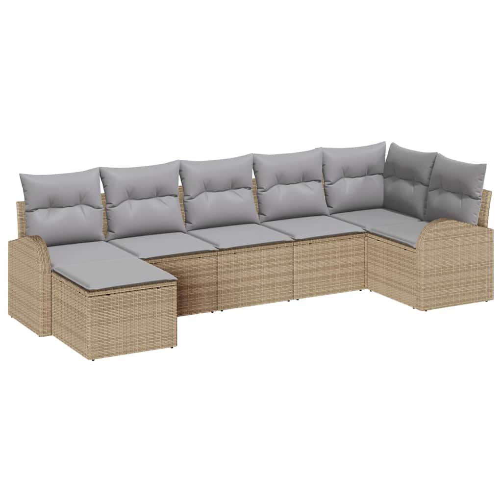 Set di divani con cuscino 7 pcs Beige polyrattan | homemem39