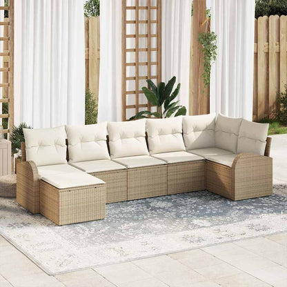 Set di divani con cuscino 7 pcs Beige polyrattan | homemem39
