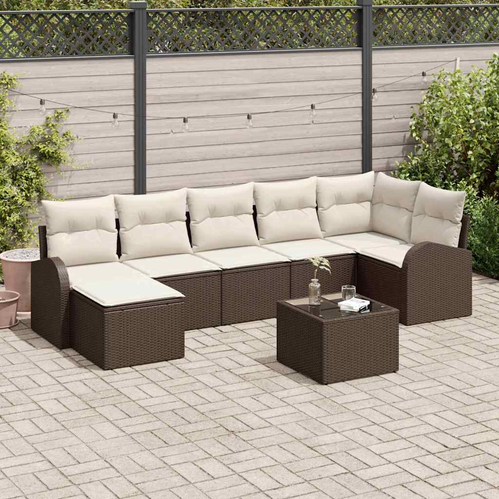 Set di divani con cuscino 8 pcs Marrone polyrattan | homemem39