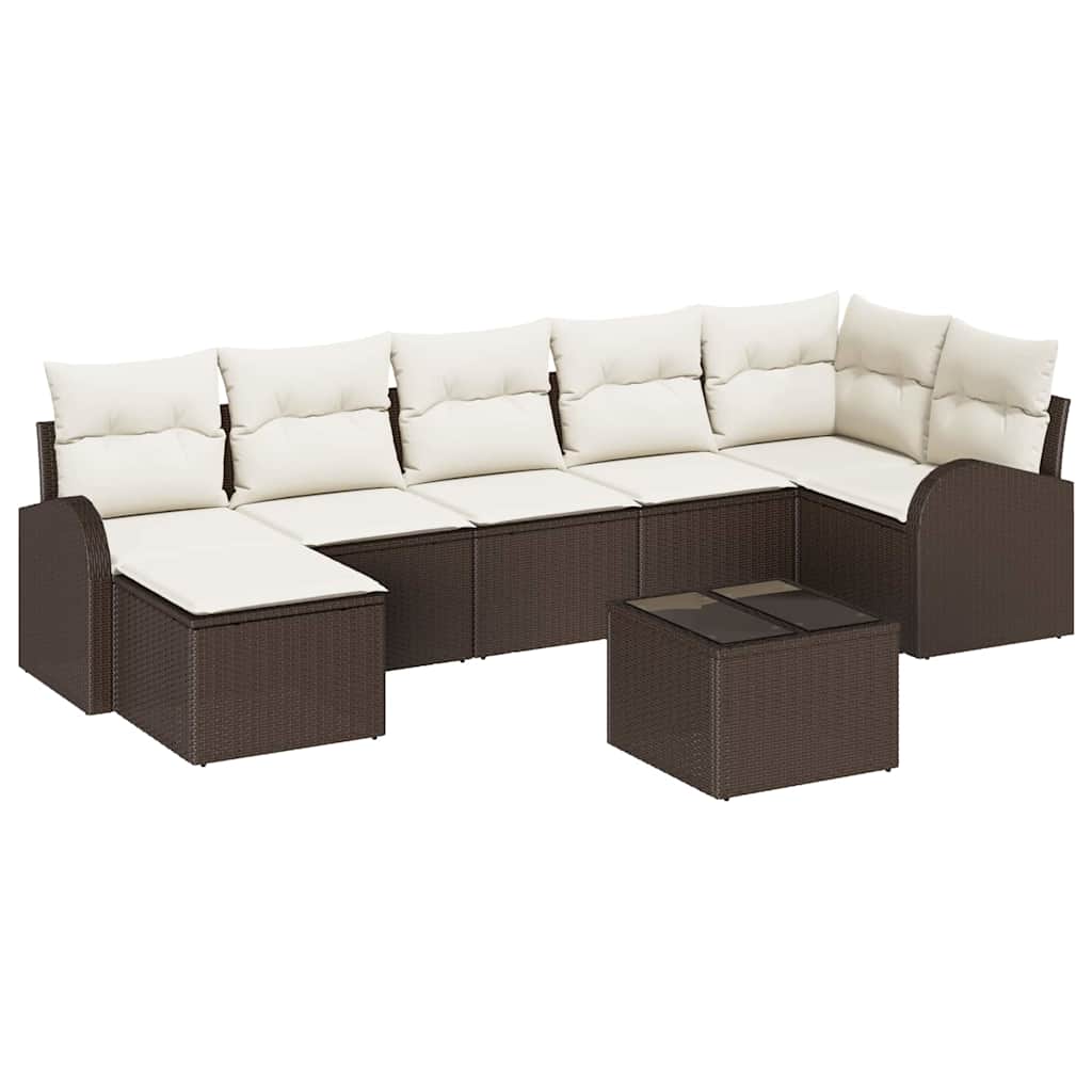 Set di divani con cuscino 8 pcs Marrone polyrattan | homemem39