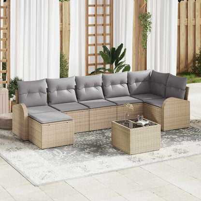 Set di divani con cuscino 8 pcs Beige polyrattan | homemem39