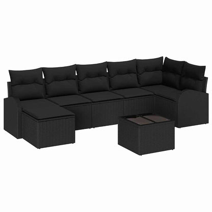 Set di divani con cuscino 8 pcs Nero polyrattan | homemem39
