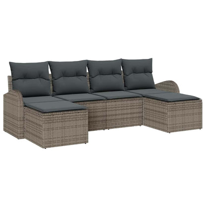 Set di divani con cuscino 6 pcs Grigio polyrattan | homemem39