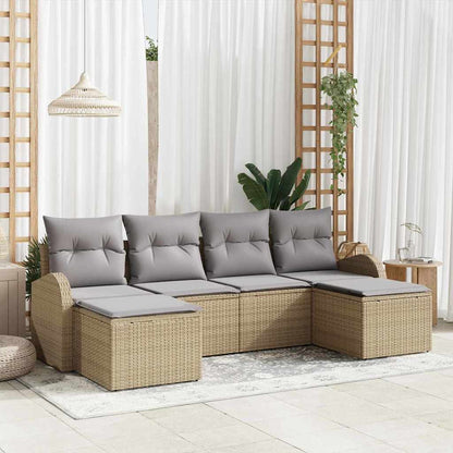Set di divani 6 pcs Beige e grigio chiaro polyrattan | homemem39