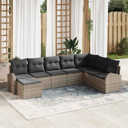 Set di divani con cuscino 8 pcs Grigio polyrattan