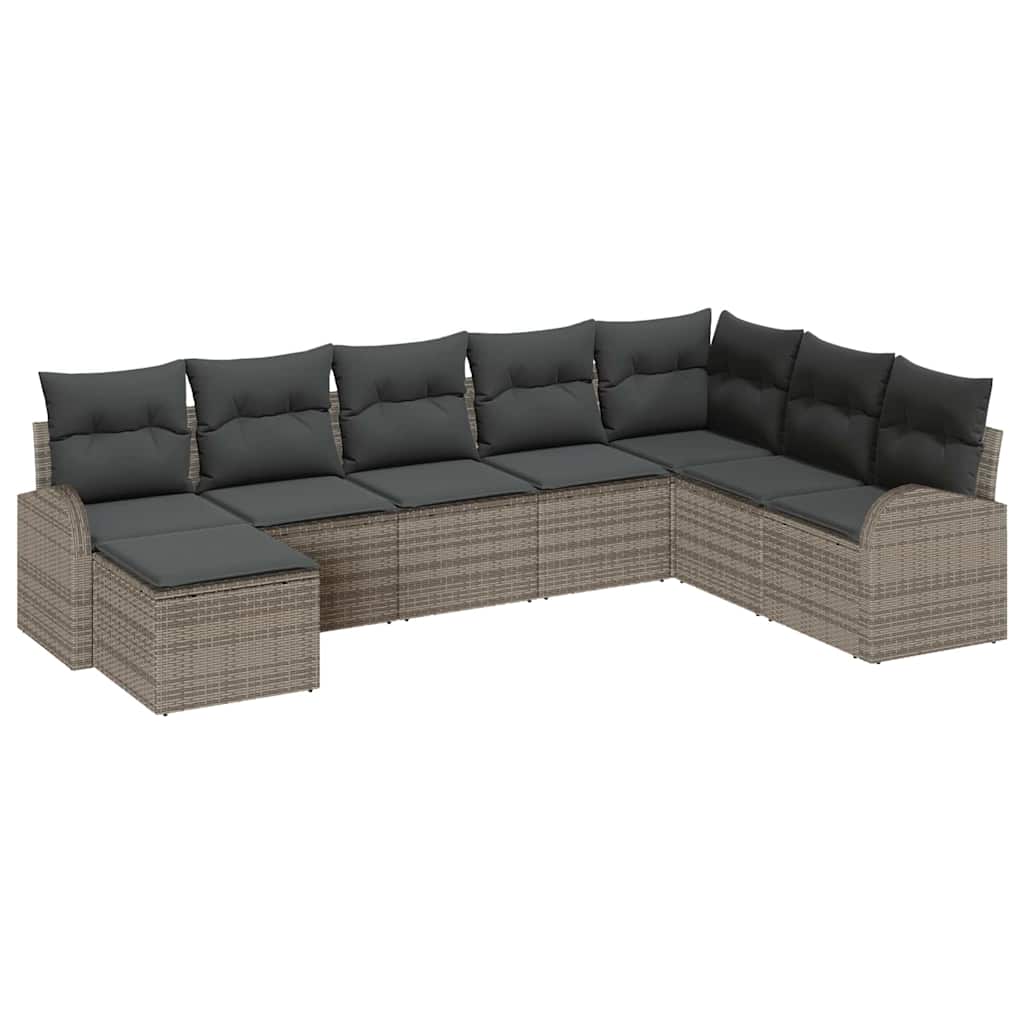 Set di divani con cuscino 8 pcs Grigio polyrattan