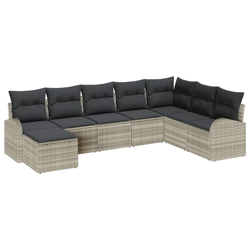 Set di divani con cuscino 8 pcs Grigio chiaro polyrattan | homemem39