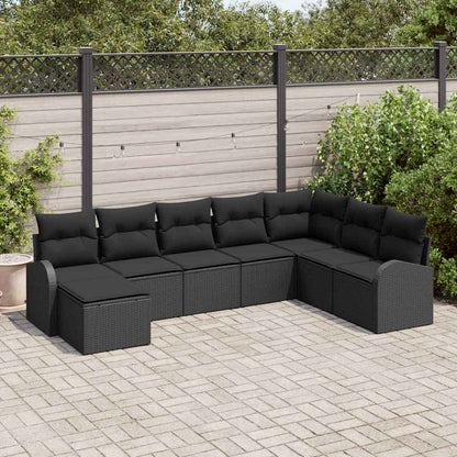 Set di divani con cuscino 8 pcs Nero polyrattan | homemem39