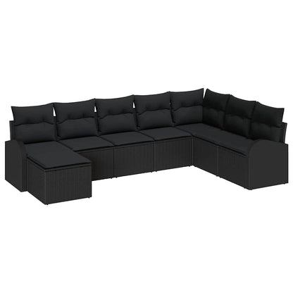 Set di divani con cuscino 8 pcs Nero polyrattan | homemem39