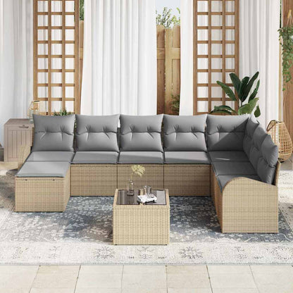 Set di divani 9 pcs Beige e grigio chiaro polyrattan | homemem39