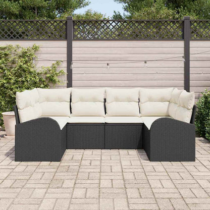 Set Divano da Giardino 6 pcs Nero e Bianco polyrattan | homemem39